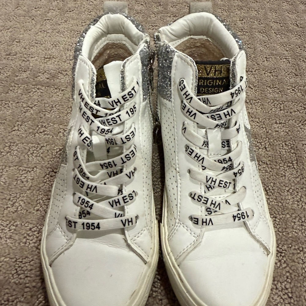 Vintage Havana Girls White and Silver High-Top Sneakers